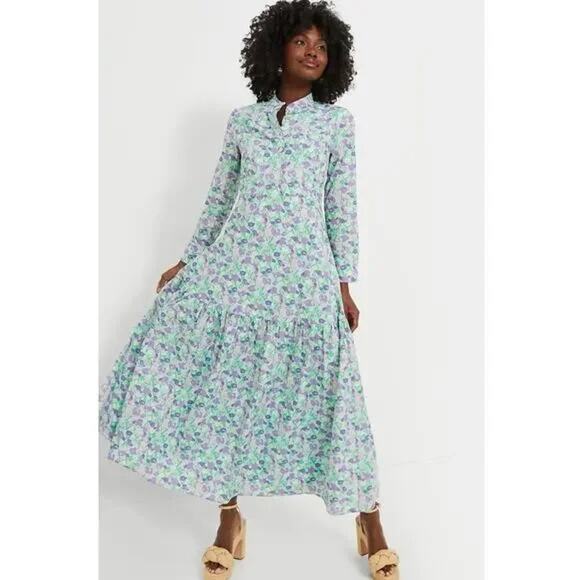 TUCKERNUCK Hyacinth House Multi Floral Bellflower Long Sleeve Maxi Dress NWT XXS - Picture 4 of 12